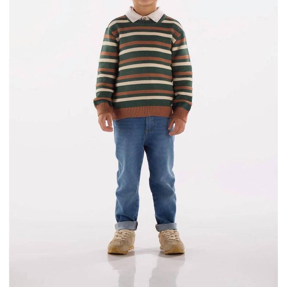 NEW UP BABY striped knitted sweater in dark green